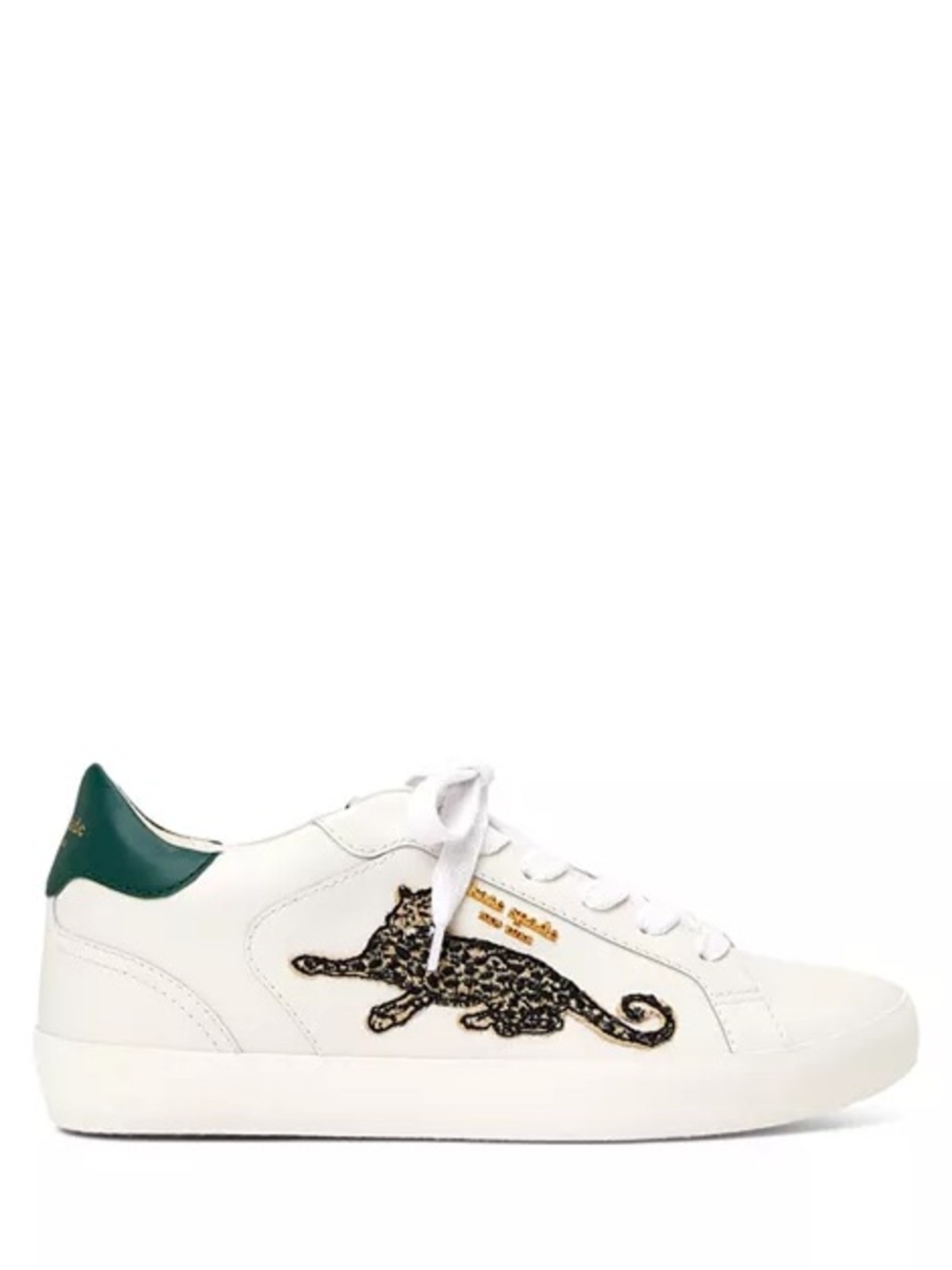 kate spade Low Top White Sneakers Green Leopard Cat Hidden Heel 8
